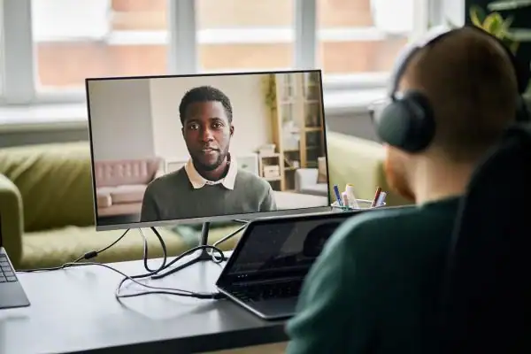 Man attending online mediation Maryport MIAMS session